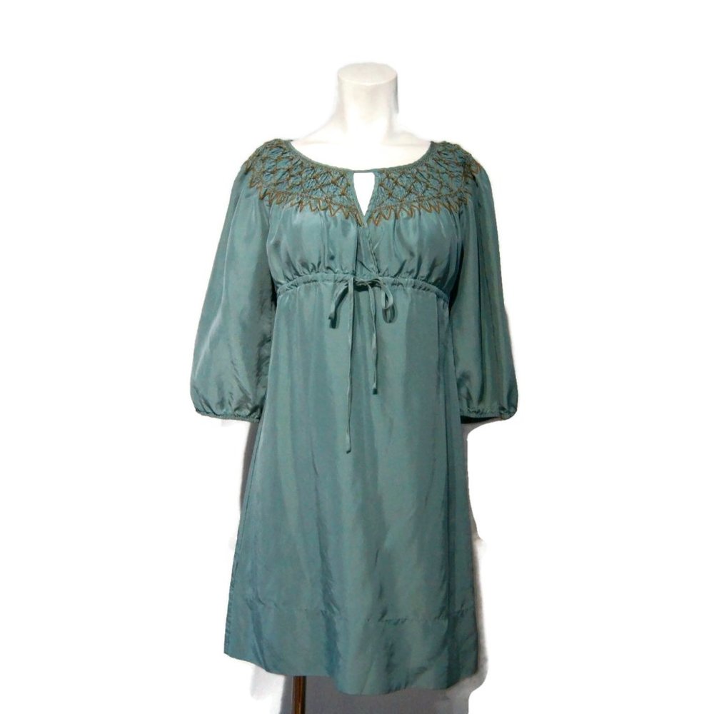 BCBG Maxazria Dress Size XS 3/4 Sleeves Knee Length 100% Silk Baby Doll
